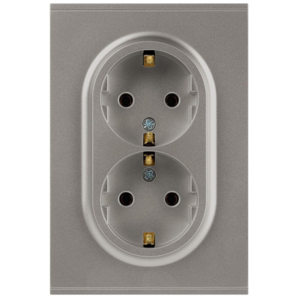 Розетка ЭРА Arktik 16-2105-07 двойная с заземлением 2X2P+E Schuko со шторками 16А-250В титан | Эра Arktik