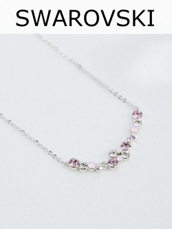 Тонкое колье Млечный путь с розовыми кристаллами Swarovski