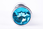 Анальная пробка металлическая серебристая с голубым кристаллом Onjoy Metal Plug Silver Medium (Цвет: серебряный с голубым)