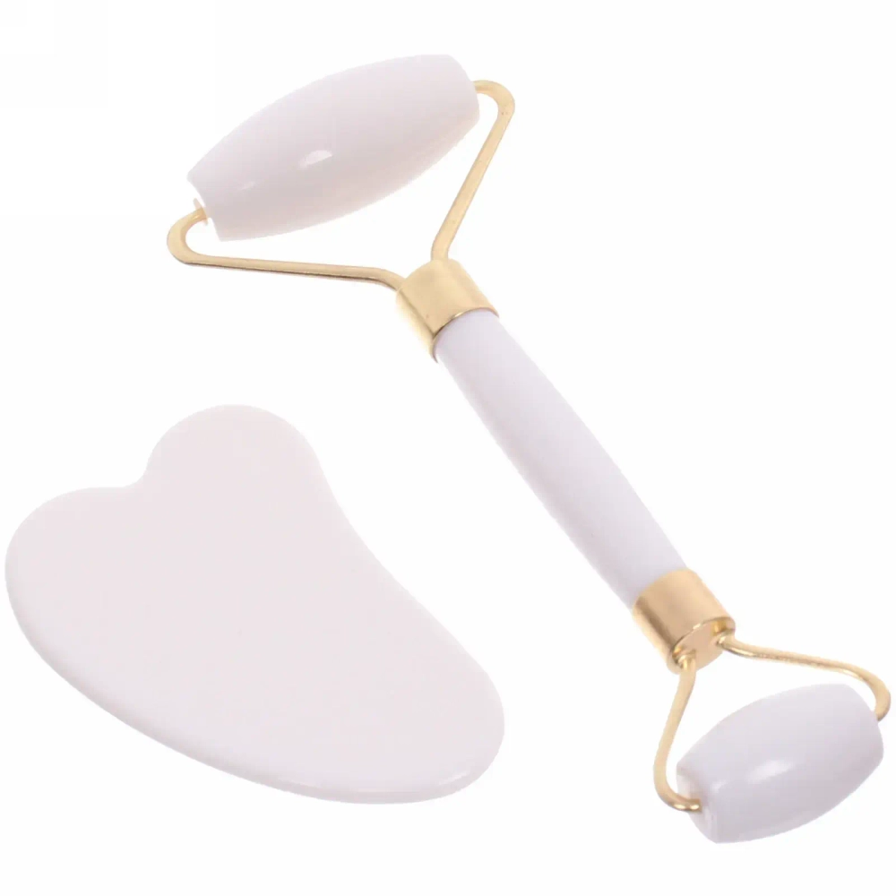 Массажер для лица и шеи декольте и скребок «Gua sha», цвет белый