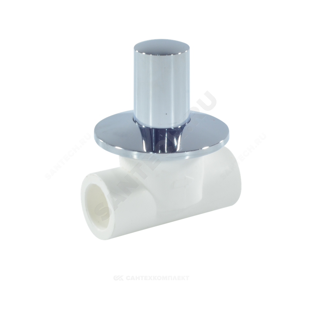 Клапан (вентиль) PP-R запорный белый хромированный Дн 25 Ру25 VALFEX 11154025