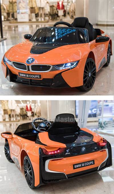 Детский электромобиль "BMW i8" 6V, оранжевый