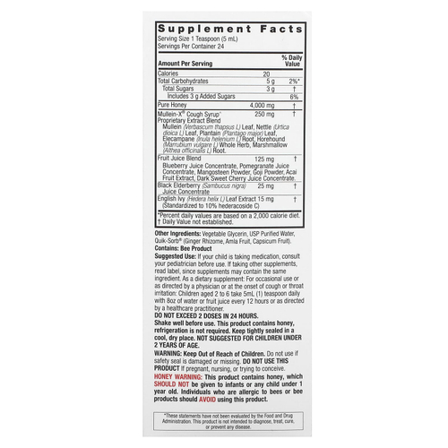 Nature's Answer, натуральный сироп от кашля Mullein-X® для детей, 120 мл