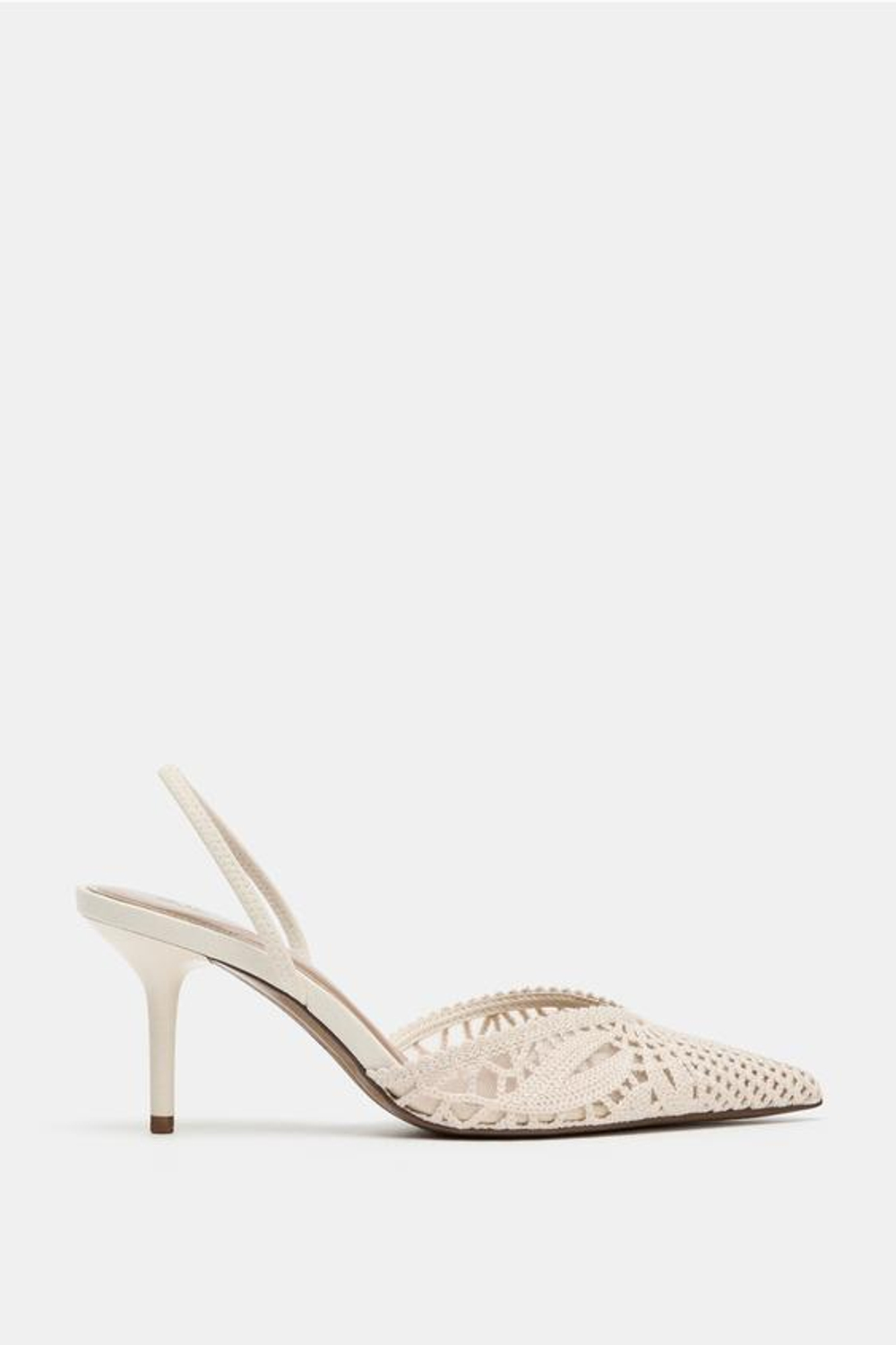ZARA ТУФЛИ НА КАБЛУКЕ С ПЕРФОРАЦИЕЙ, ЭКРЮ