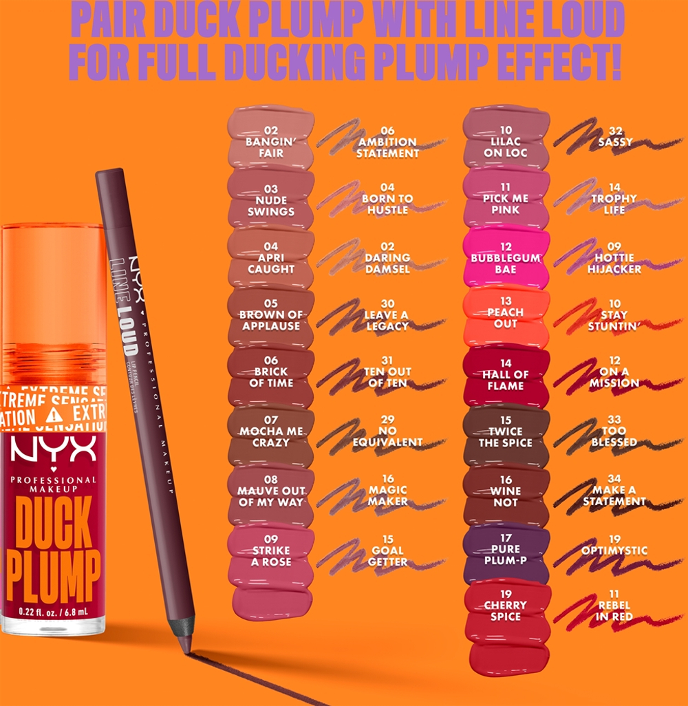 NYX Professional Makeup Duck Plump - Блеск для губ с эффектом увеличения оттенок 01 Clearly Spicy, 7 ml