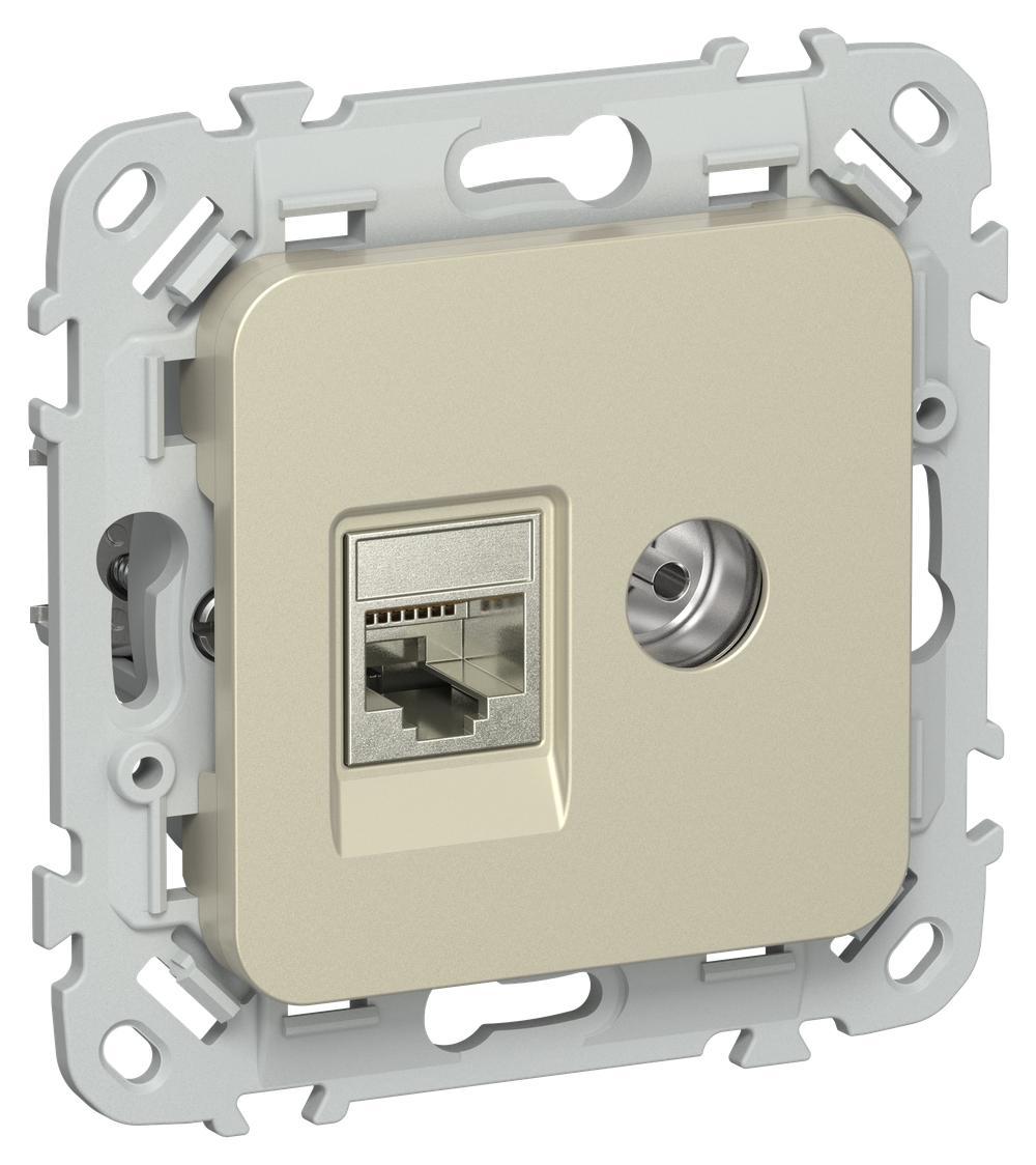 FLITE Розетка 2-местная RJ45/TV категория 6 STP РКТВ6-2-1-ФлШ шампань IEK