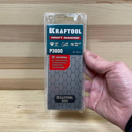 ХИТ! Пластина алмазная заточная KRAFTOOL DIAMOND 63 х 150 мм, Р3000. Для ручной заточки ножей, инструментов, инвентаря, работы с плиткой 35710-3000