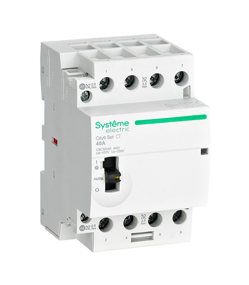 Systeme Electric City9 SET Модульный контактор 4P 4НО 40A, Ручное управление, AC 400В-230В