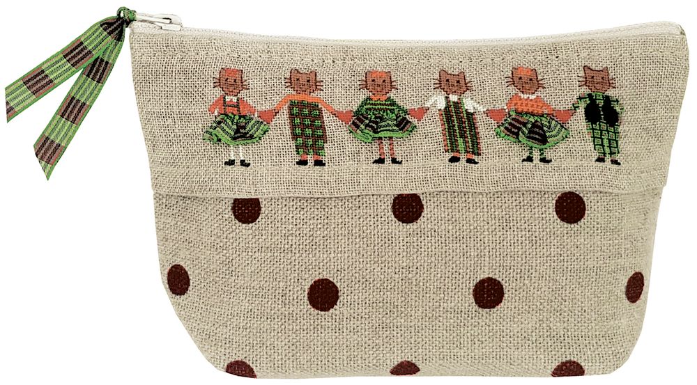 Набор для вышивания нитками Le Bonheur des Dames, косметичка Chats ecossaise vert (Зеленые шотландские кошечки), 18х11х7 см