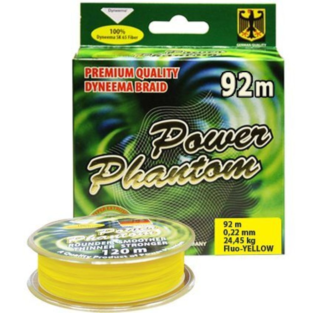 Шнур Power Phantom 4x, 92м, желтый, 0,30мм, 35,7кг