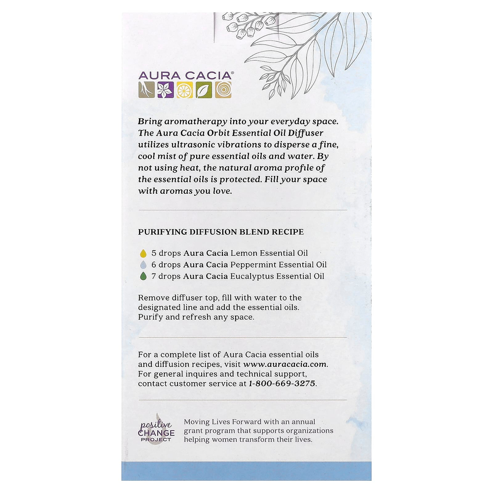 Aura Cacia, Orbit, ультразвуковой диффузор эфирного масла с USB-портом, 1 шт.