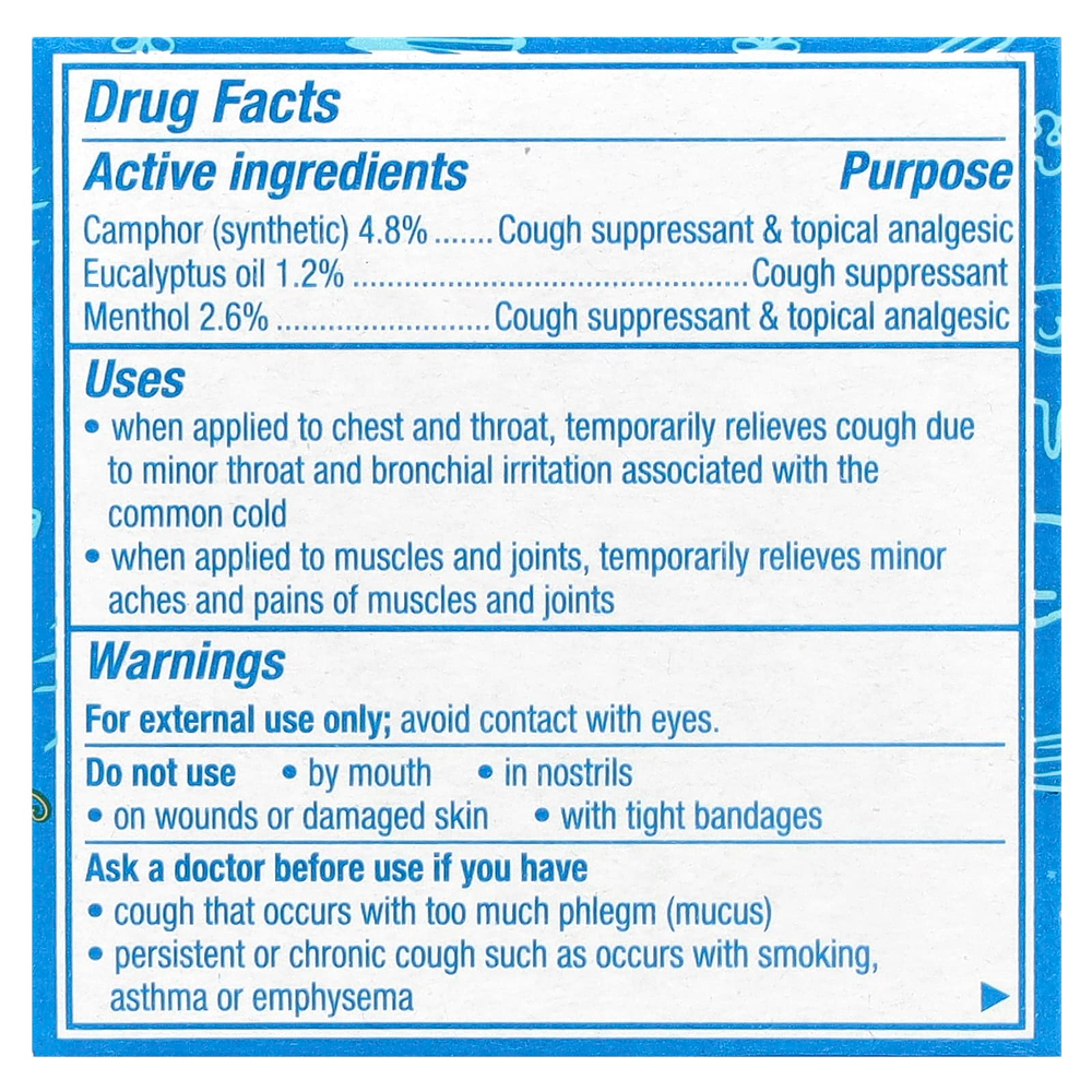 Vicks, Children's VapoRub ™, мазь, от кашля, для детей от 2 лет, 50 г (1,76 унции)