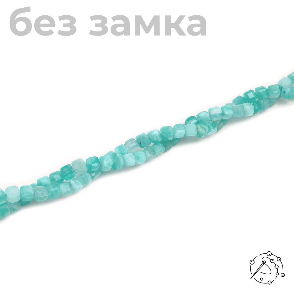 Нить из бусин Амазонит, 3 мм, куб с огранкой