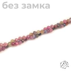 Нить бусин с огранкой корунд цветной 3 мм