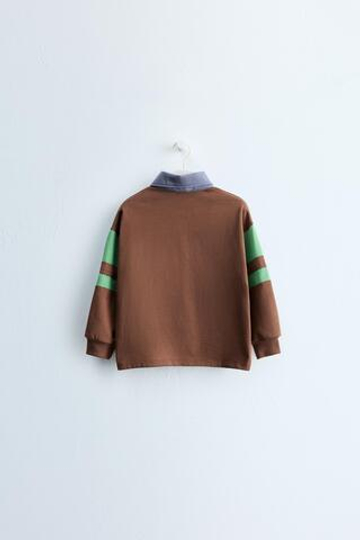 ZARA TIMELESS - ПОЛО В ПОЛОСКУ, КОРИЧНЕВЫЙ
