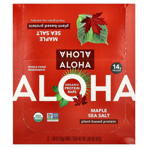 Aloha, Organic Protein Bars, Maple Sea Salt, 12 Bars, 1.98 oz (56 g) Each