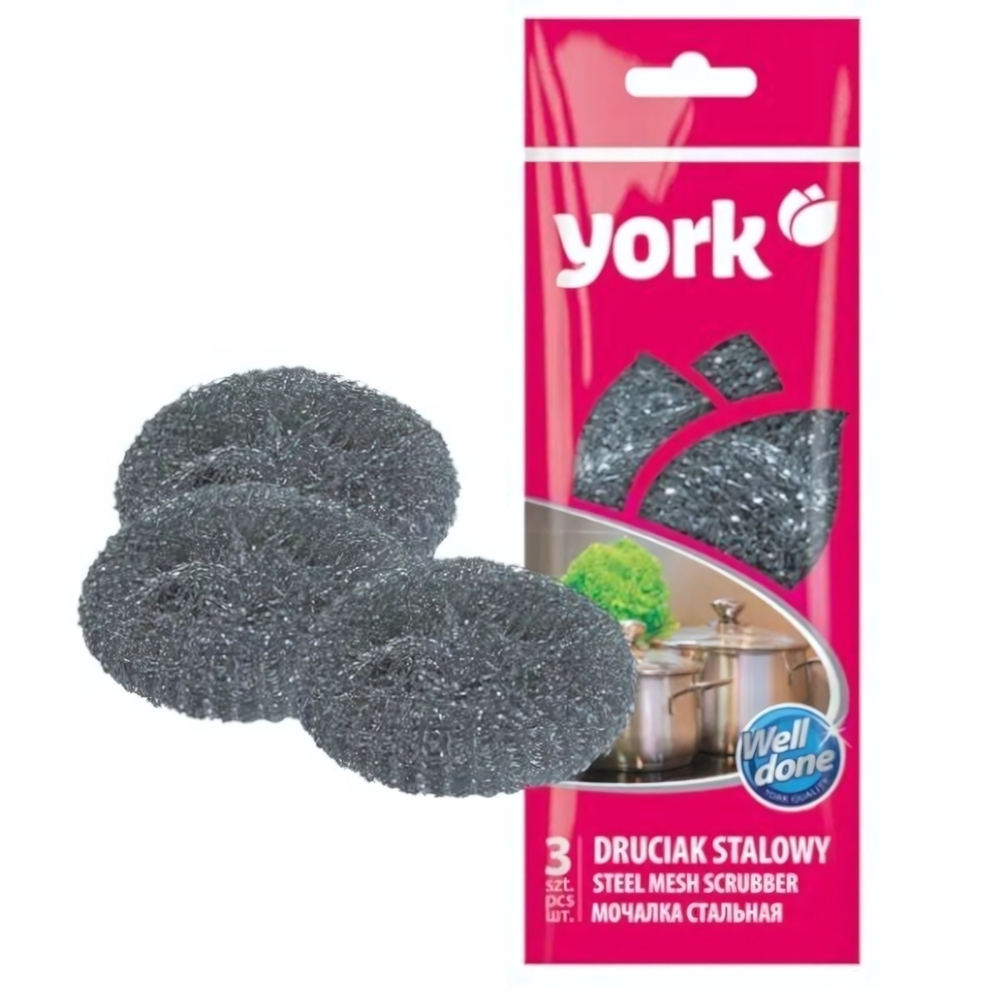 Губки стальные 3шт 8*8*2,5см оцинкованная сталь YORK