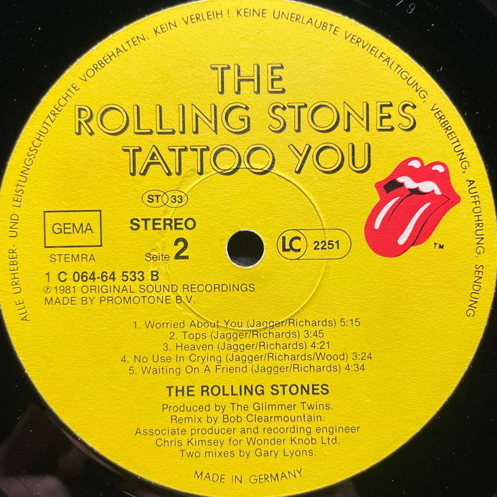 Rolling Stones ‎– Tattoo You (Европа 1981г.)