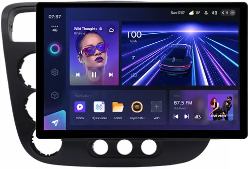 Магнитола для Honda Civic 7 2001-2005 левый руль - Teyes CC3-2K монитор 13" 2K QLED на Android 10, Быстрая, 4G SIM-слот, CarPlay