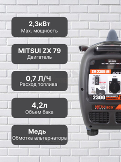 Инверторный бензиновый генератор MITSUI POWER ECO ZM 2300 IM