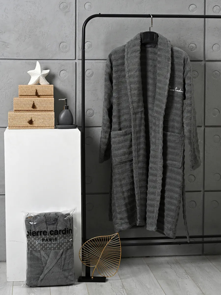BOR00132 PIERRE CARDIN HOME Халат мужской L/XL серый ПВХ