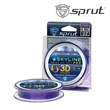 Леска Зимняя "Sprut" SKYLINE 3D Fluorocarbon Composition IceTech PRO (Indigo/0,145mm/4,45kg/30m)