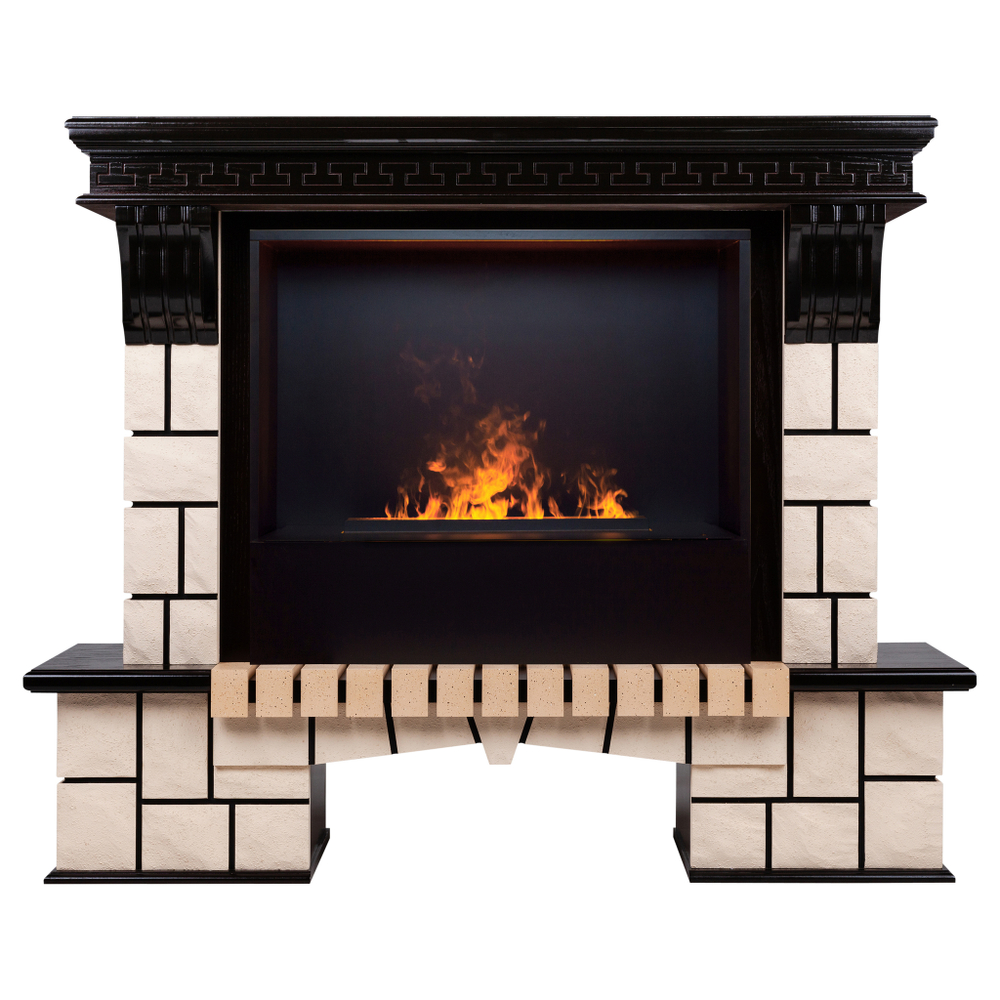 Каминокомплект Real Flame Stone 26 AO с очагом 3D Cassette 630 Black Panel