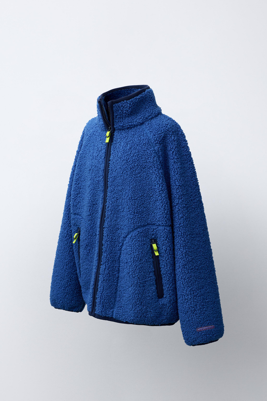 ZARA КУРТКА ИЗ ИСКУССТВЕННОЙ ОВЧИНЫ, ЯРКО-СИНИЙ