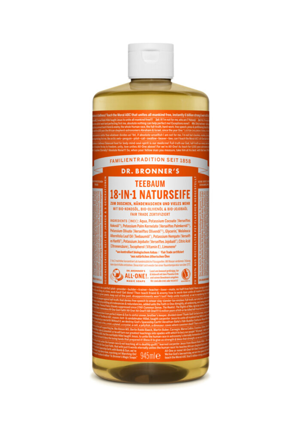 Натуральное мыло 18 в 1 с маслом чайного дерева Dr. Bronner’s, 945 мл