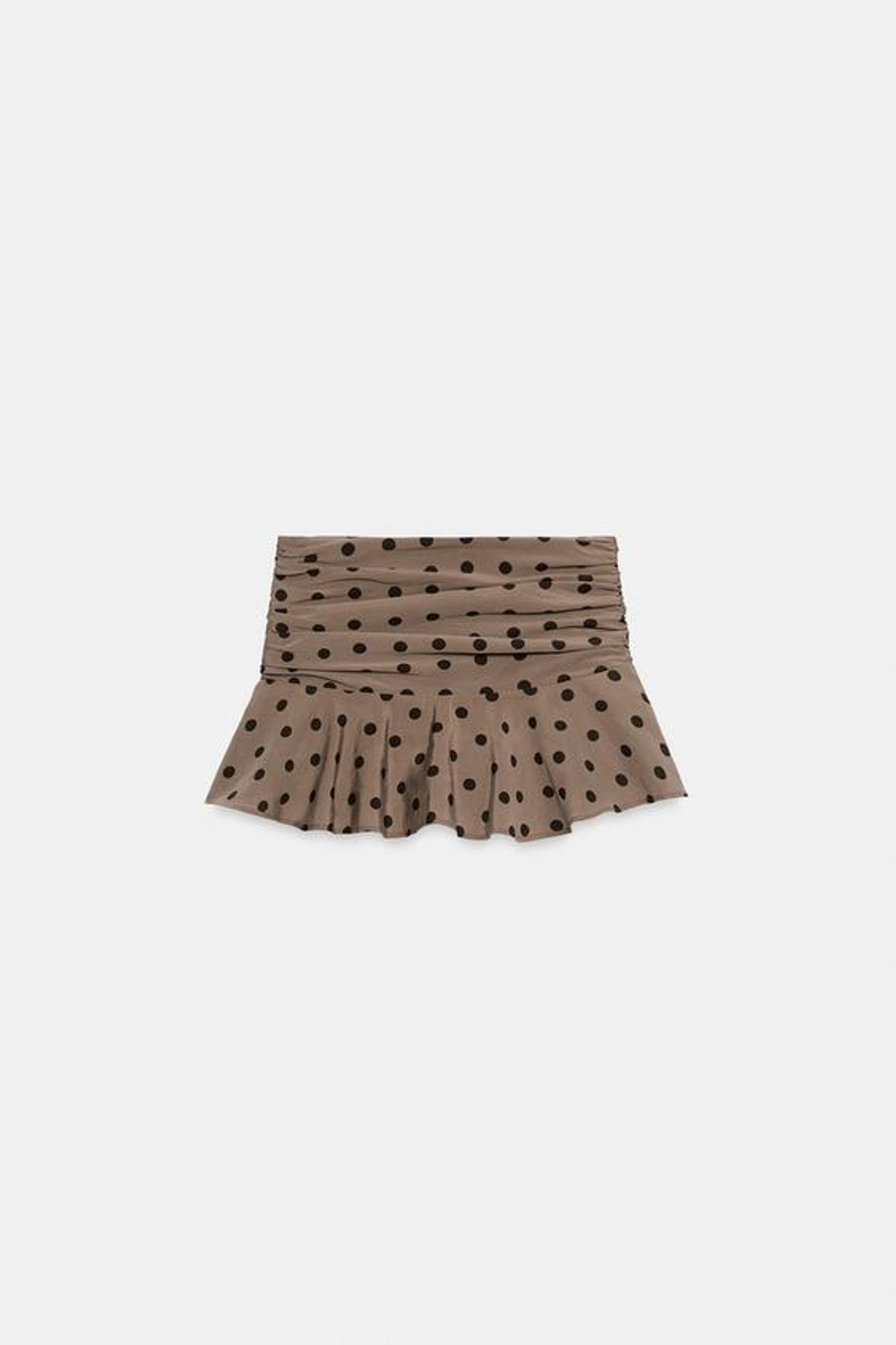 ZARA СТРУЯЩАЯСЯ ЮБКА-ШОРТЫ С ВОЛАНОМ, ЧЕРНЫЙ/КОРИЧНЕВЫЙ