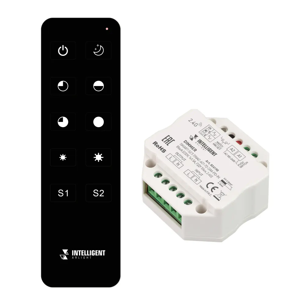 INTELLIGENT ARLIGHT Диммер SMART-SET-TRIAC-601-72-DIM-PD-IN Black (230V, 1x1.5A, ПДУ 10кн, 2.4G) (IARL, IP20 Пластик, 5 лет) INTELLIGENT ARLIGHT Диммер SMART-SET-TRIAC-601-72-DIM-PD-IN Black (230V, 1x1.5A, ПДУ 10кн, 2.4G) (IARL, IP20 Пластик, 5 лет)