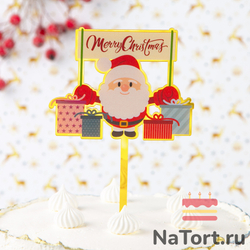 Украшение для торта (топпер) санта с подарками
