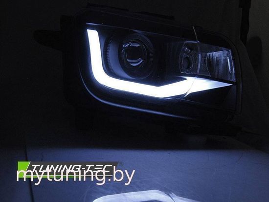 Передние фары Tube Light для Chevrolet Camaro V (09-13) черные