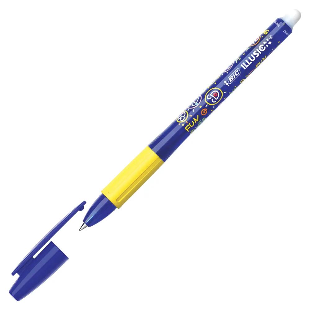 Ручка стираемая гелевая с грипом BIC "Gelocity Illusion", 1шт, СИНЯЯ, корпус синий, линия 0,3 мм, 516518