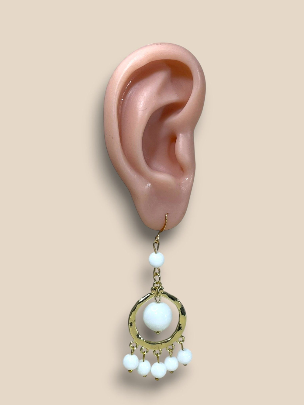 Серьги Винтажные белый агат