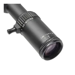 Оптический прицел Veber Wolf 1,25-4,5x26 IR DnD Загонник - крупный план окуляра и кольца кратности