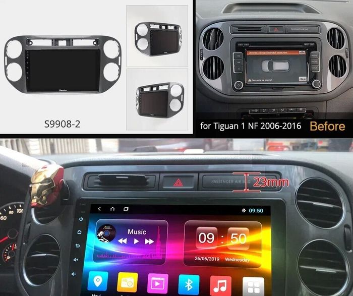 Магнитола для Volkswagen Tiguan 2011-2017 (рамка серая) - Kuberg DUDU7 OL-9908-2 QLed+2K, Android 13, Быстрейшая, UIS7870 (DUDU7), CarPlay, SIM-слот