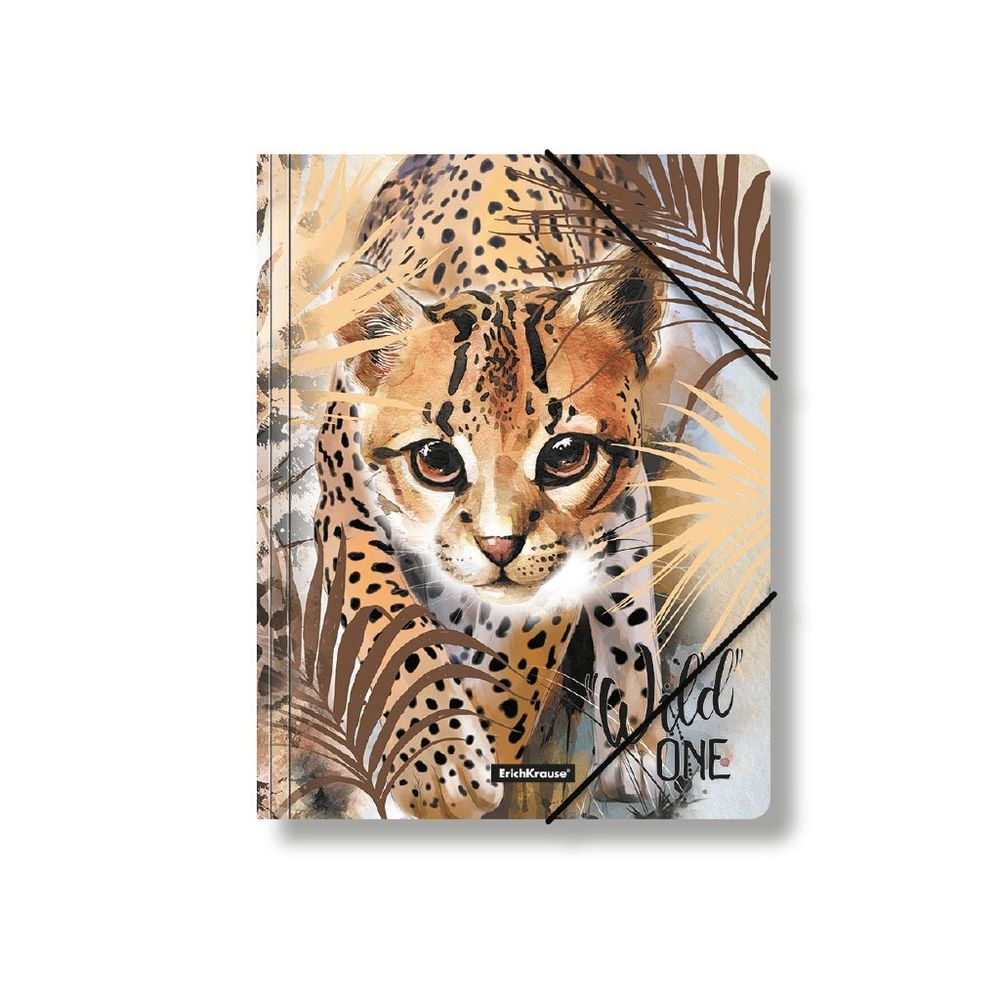 Папка на резинках Erich Krause, А4, 248х320х5 мм, 550 мкм, пластик, "Wild Cat"
