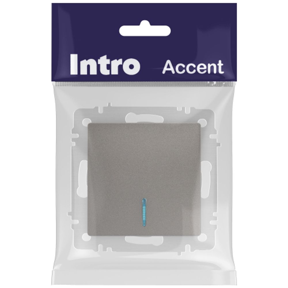 Выключатель Intro Accent 6-102-09 с подсветкой, 10А-250В, IP20, СУ, AL/CU, титан | Intro