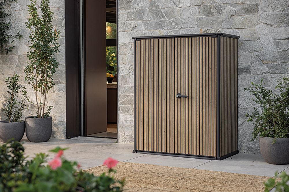 Уличный шкаф пластиковый Keter Deco Vertical 1400 л narrow brown