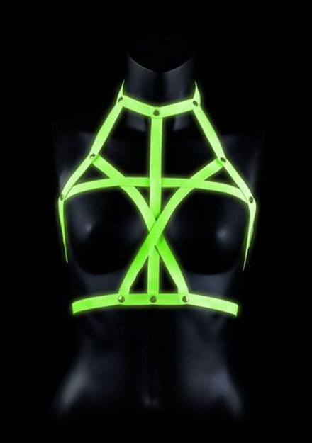 Портупея Bra Harness с неоновым эффектом - размер S-M