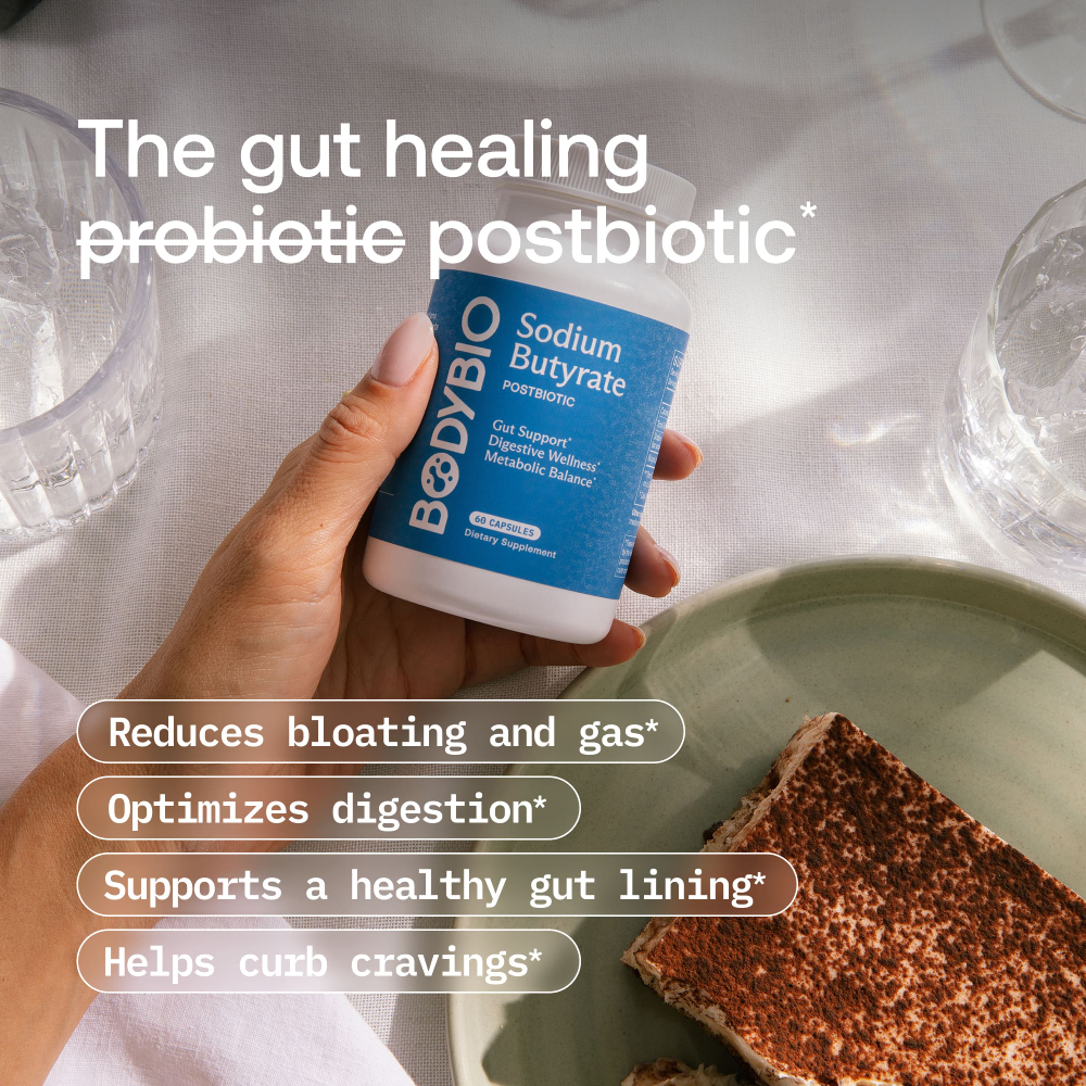 BodyBio, бутират натрия, 60 капсул