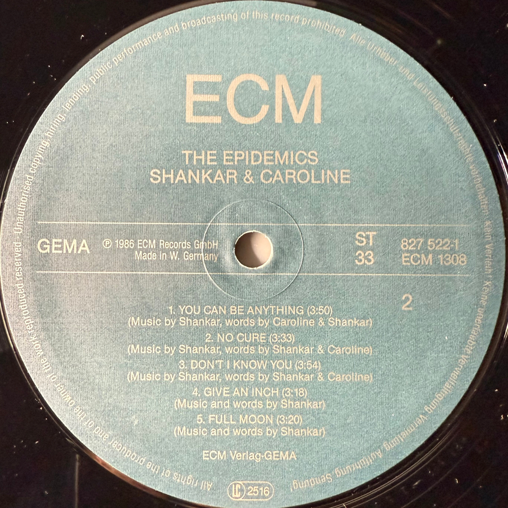 The Epidemics : Shankar / Caroline (2) ‎– The Epidemics (Германия 1986г.) ECM