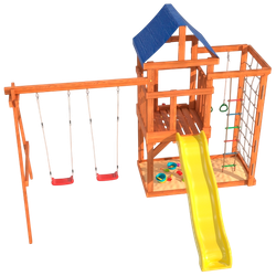 Детская площадка Fun Land с сеткой стенкой и качелями
