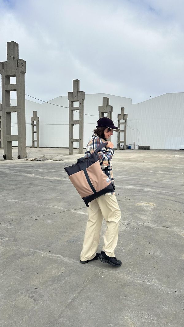 Рюкзак Colour Block Backpack сине-бежевый - фото 5