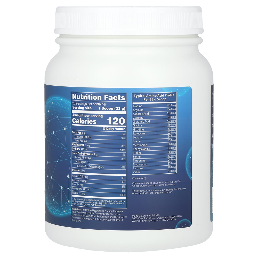 MRM Nutrition, Натуральный протеин яичного белка, шоколад, 680 г
