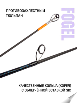Удилище спиннинговое FOGEL, 2 секции, полая верш, длина 2.10 м, тест 8-32 г