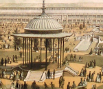"Здание всемирной выставки 1862 года, в Лондоне". Литография В.Ф.Тимма. 1862г. - антикварная литография