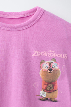 ZARA ФУТБОЛКА «ЗВЕРОПОЛИС» © DISNEY, РОЗОВЫЙ/ЛИЛОВЫЙ