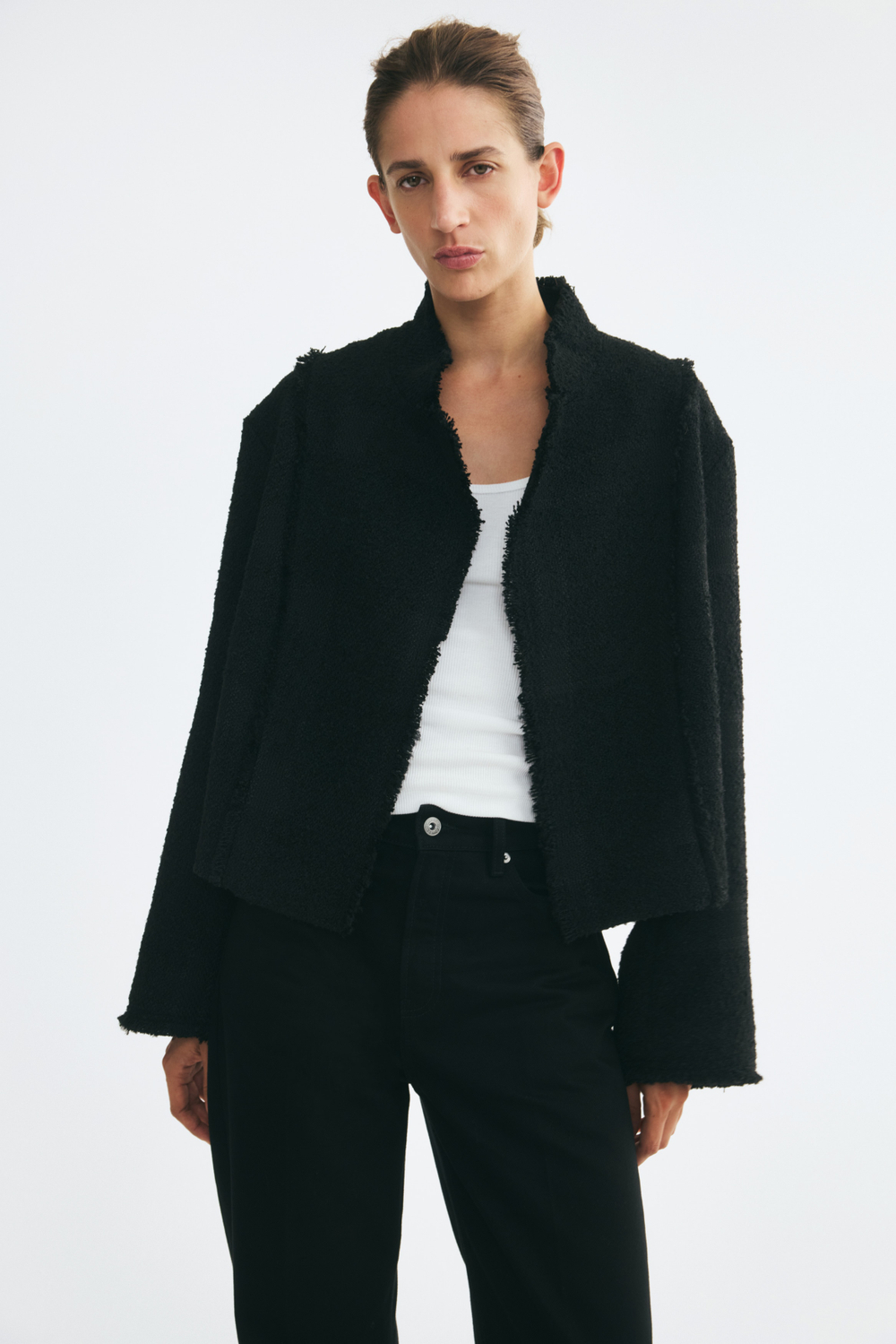 Жакет из ткани букле с бахромой - H&M